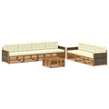 Outdoor-Sofagarnitur mit Kissen 8 pcs Natur und Creme