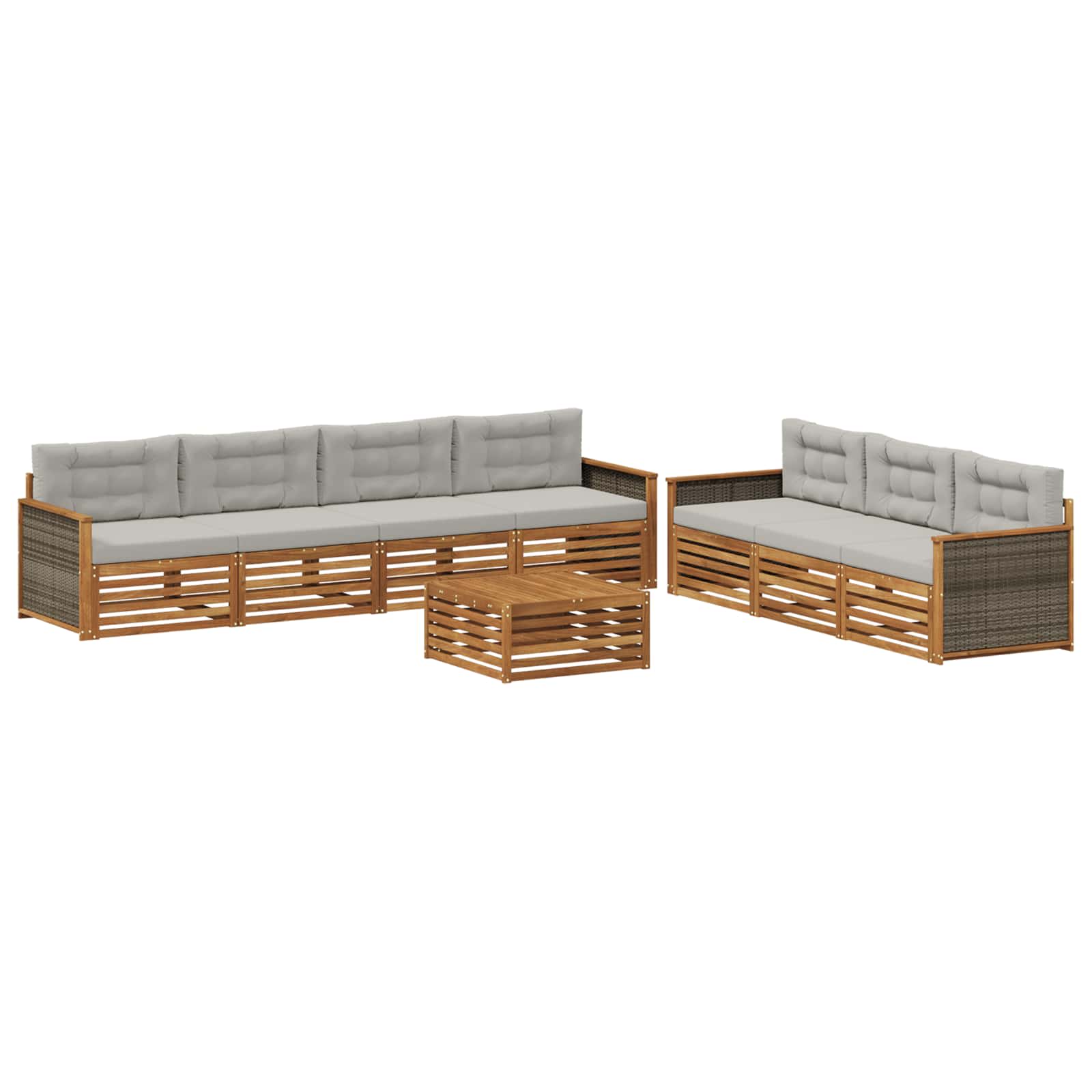 Outdoor-Sofagarnitur mit Kissen 8 pcs Natürlich und Hellgrau