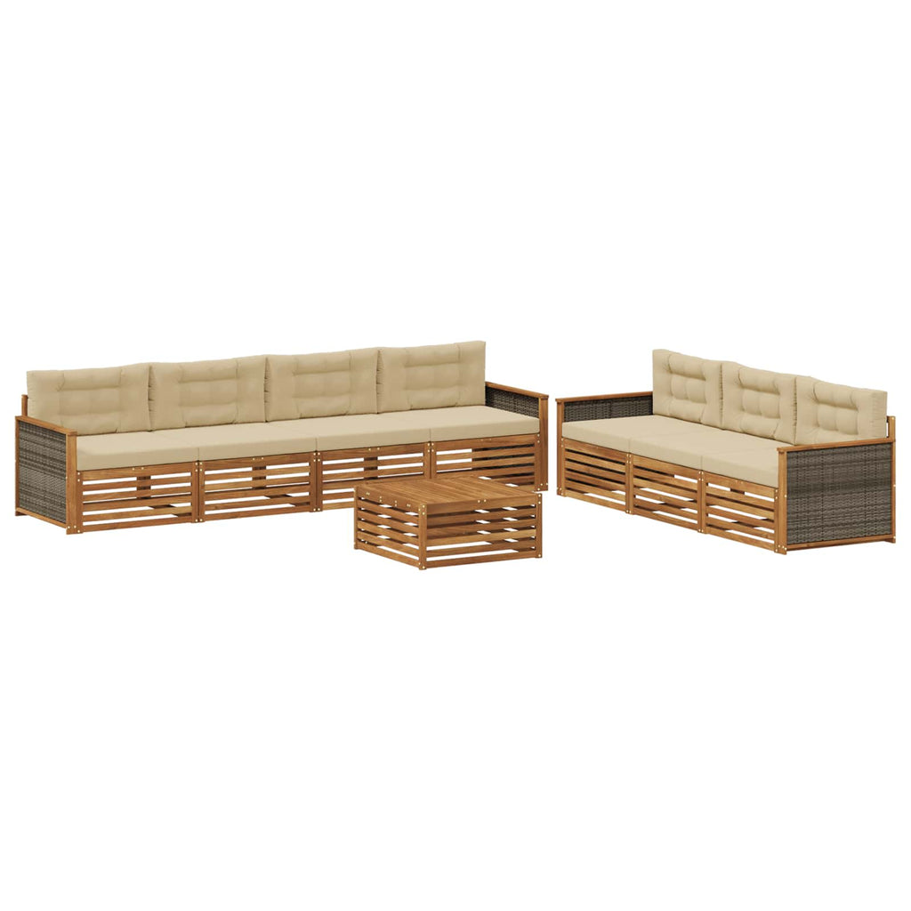 Outdoor-Sofagarnitur mit Kissen 8 pcs Natur und Beige