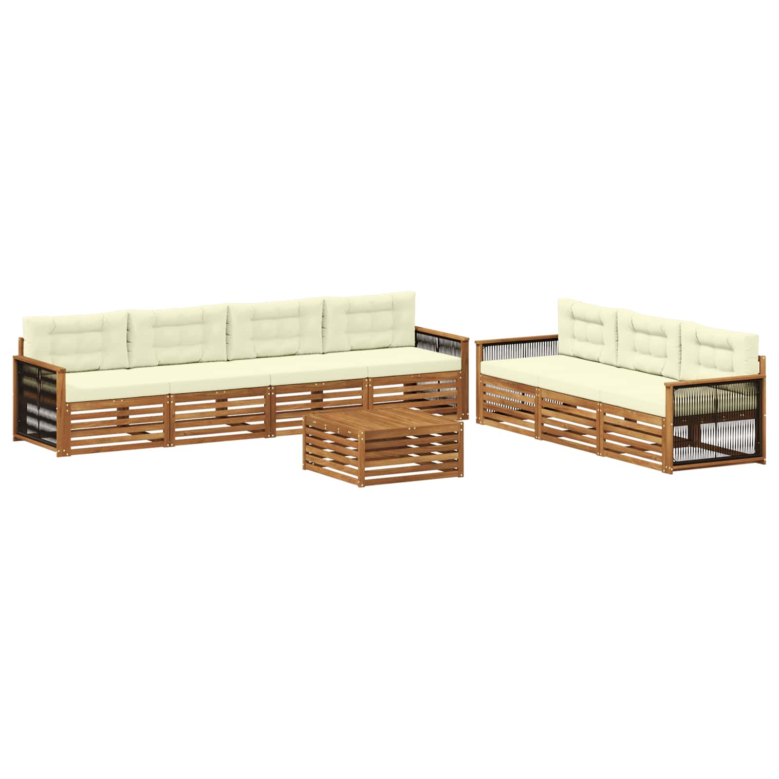 Outdoor-Sofagarnitur mit Kissen 8 pcs Natur und Creme