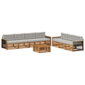 Outdoor-Sofagarnitur mit Kissen 8 pcs Natürlich und Hellgrau