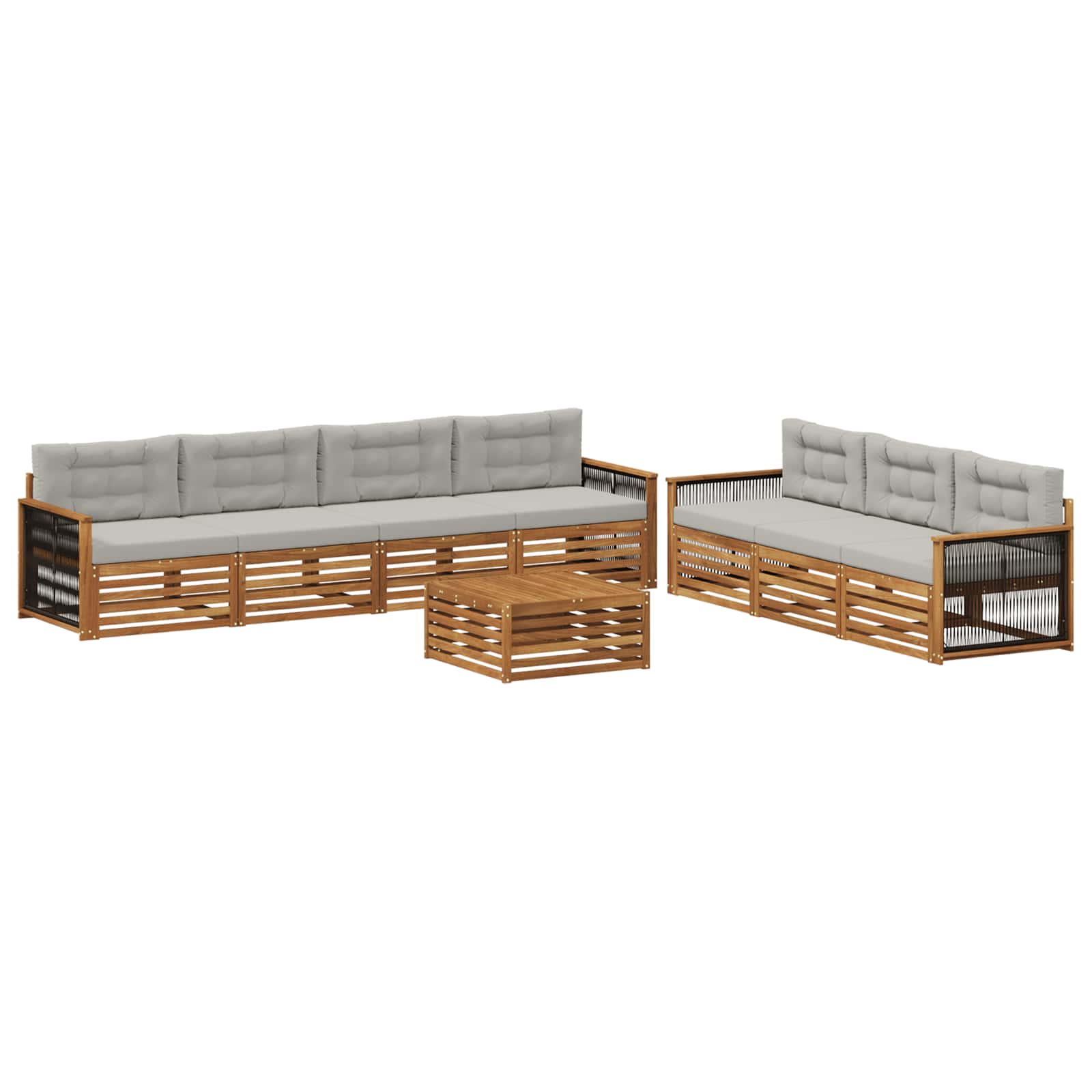 Outdoor-Sofagarnitur mit Kissen 8 pcs Natürlich und Hellgrau