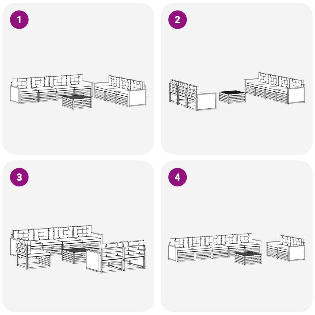Outdoor-Sofagarnitur mit Kissen 8 pcs Natürlich und Hellgrau
