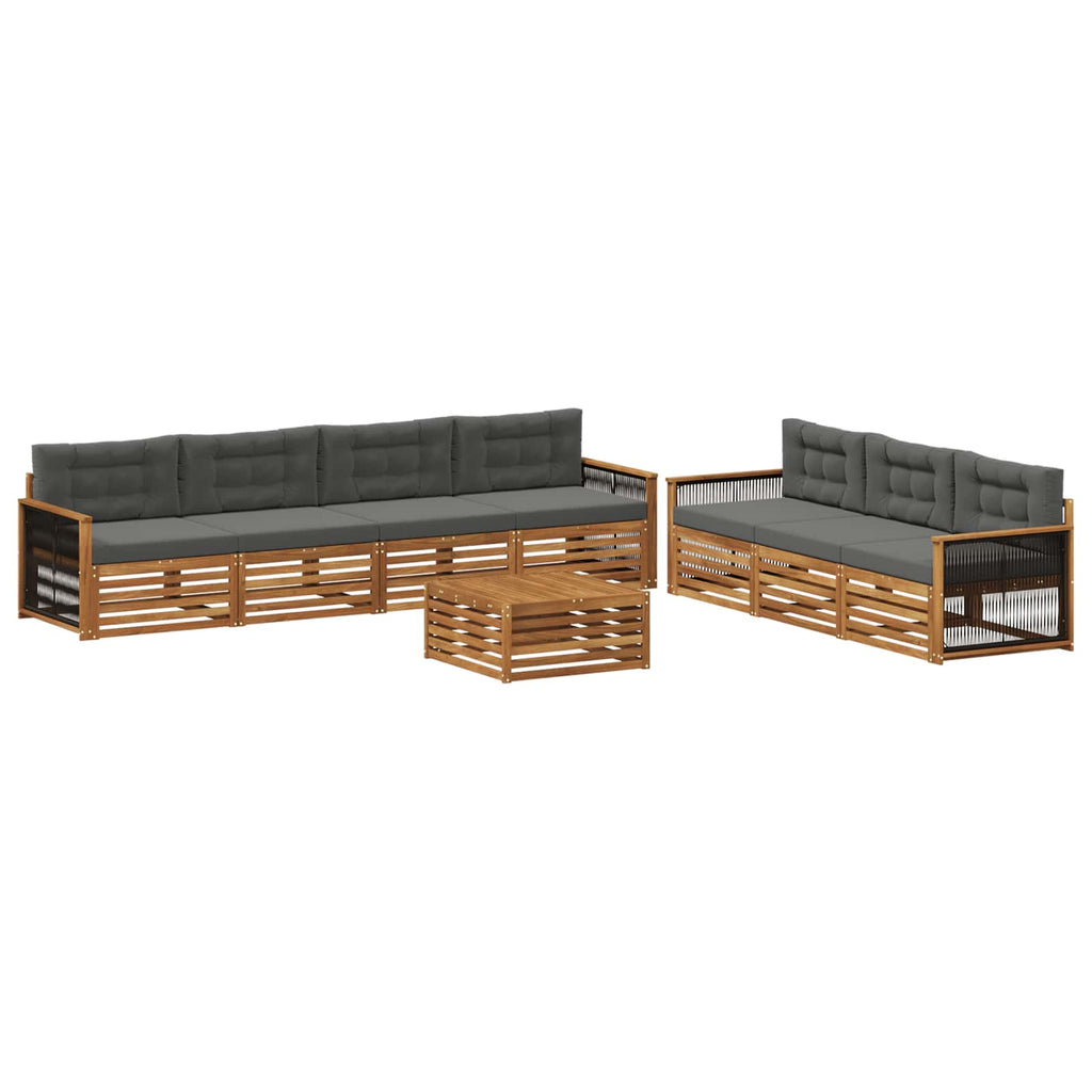 Outdoor-Sofagarnitur mit Kissen 8 pcs Natur und Anthrazit