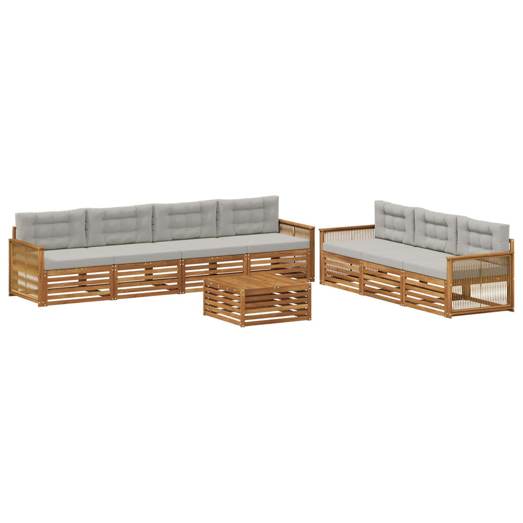 Outdoor-Sofagarnitur mit Kissen 8 pcs Natürlich und Hellgrau
