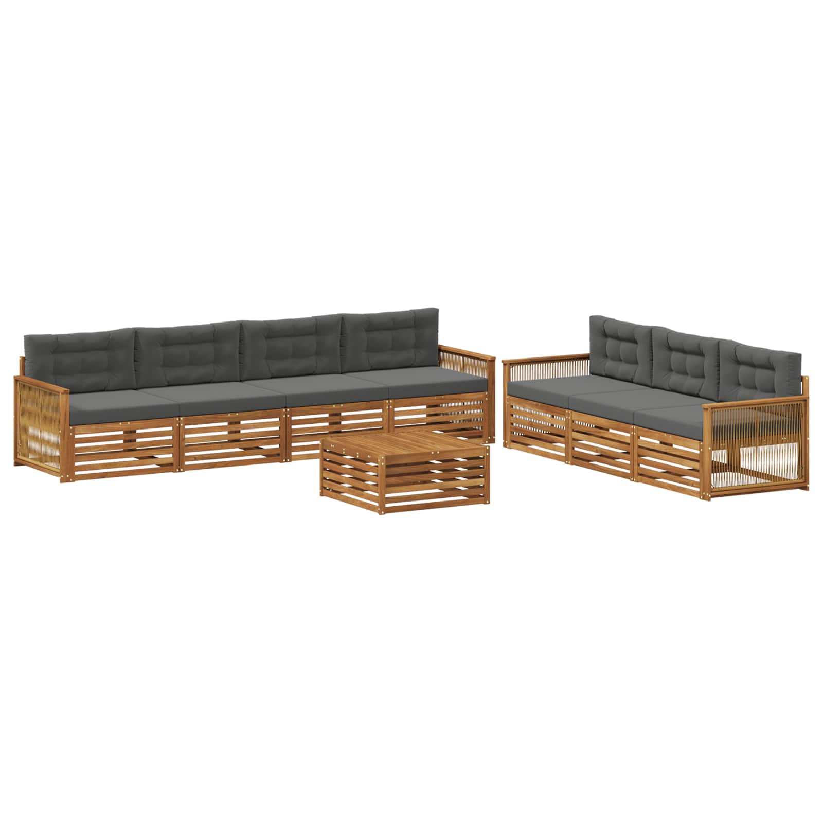 Outdoor-Sofagarnitur mit Kissen 8 pcs Natur und Anthrazit