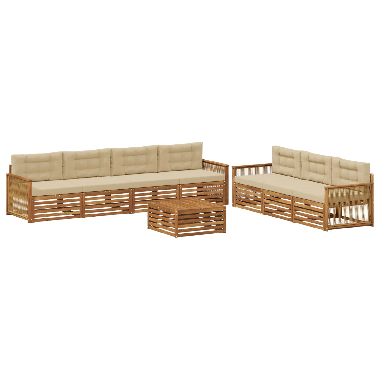 Outdoor-Sofagarnitur mit Kissen 8 pcs Natur und Beige
