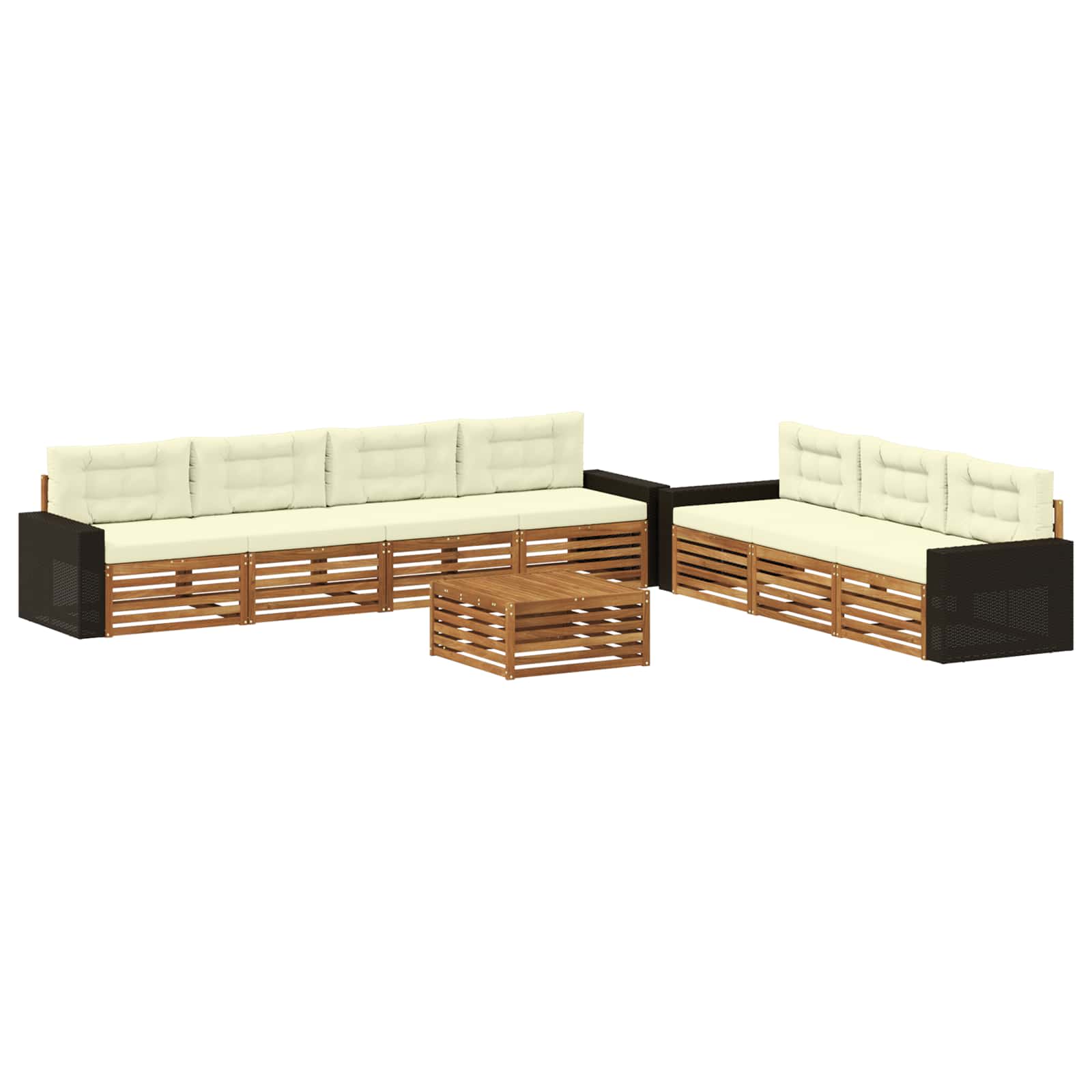 Outdoor-Sofagarnitur 8 pcs Natur und Creme 79 x 79 x 37 cm