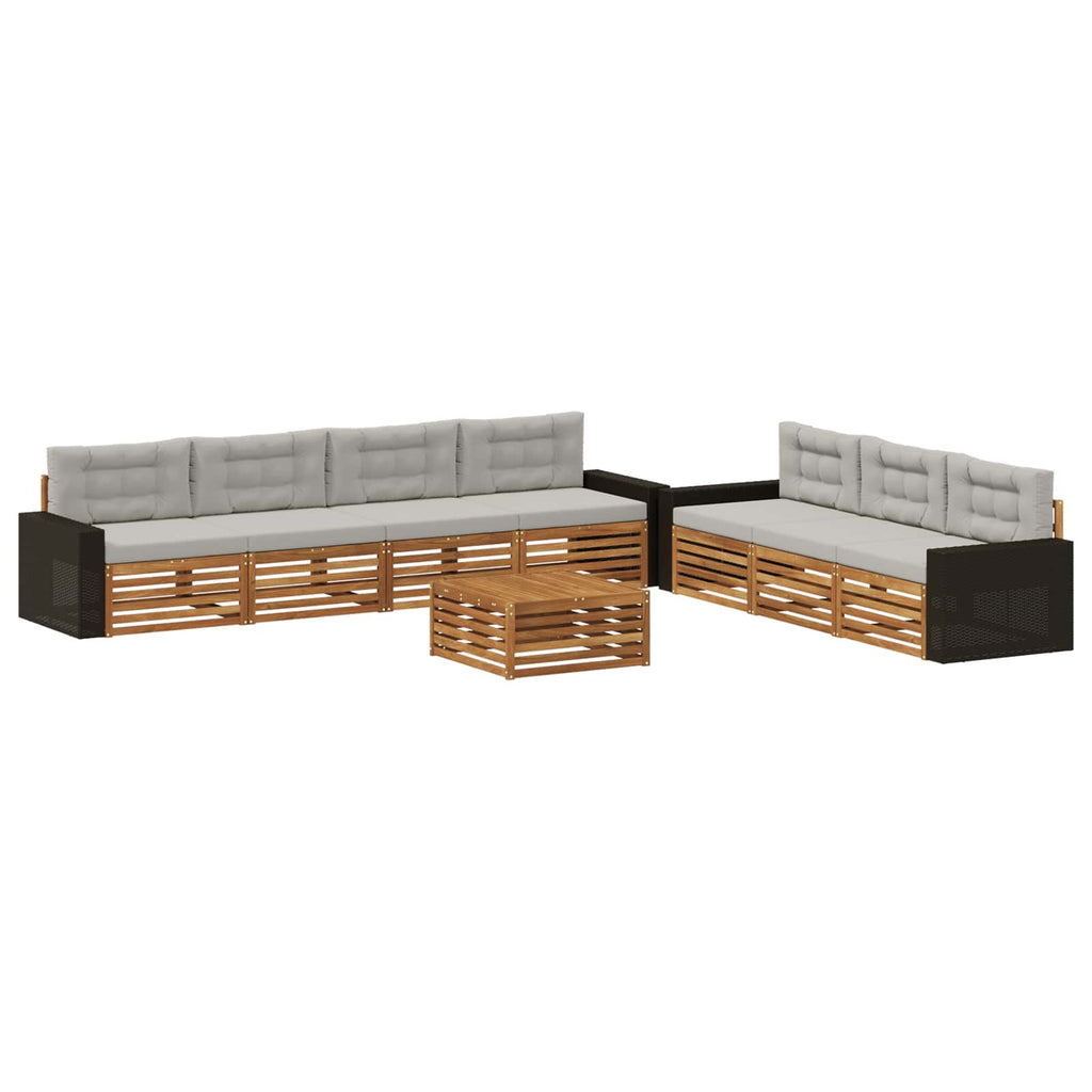 Outdoor-Sofagarnitur 8 pcs Natürlich und Hellgrau