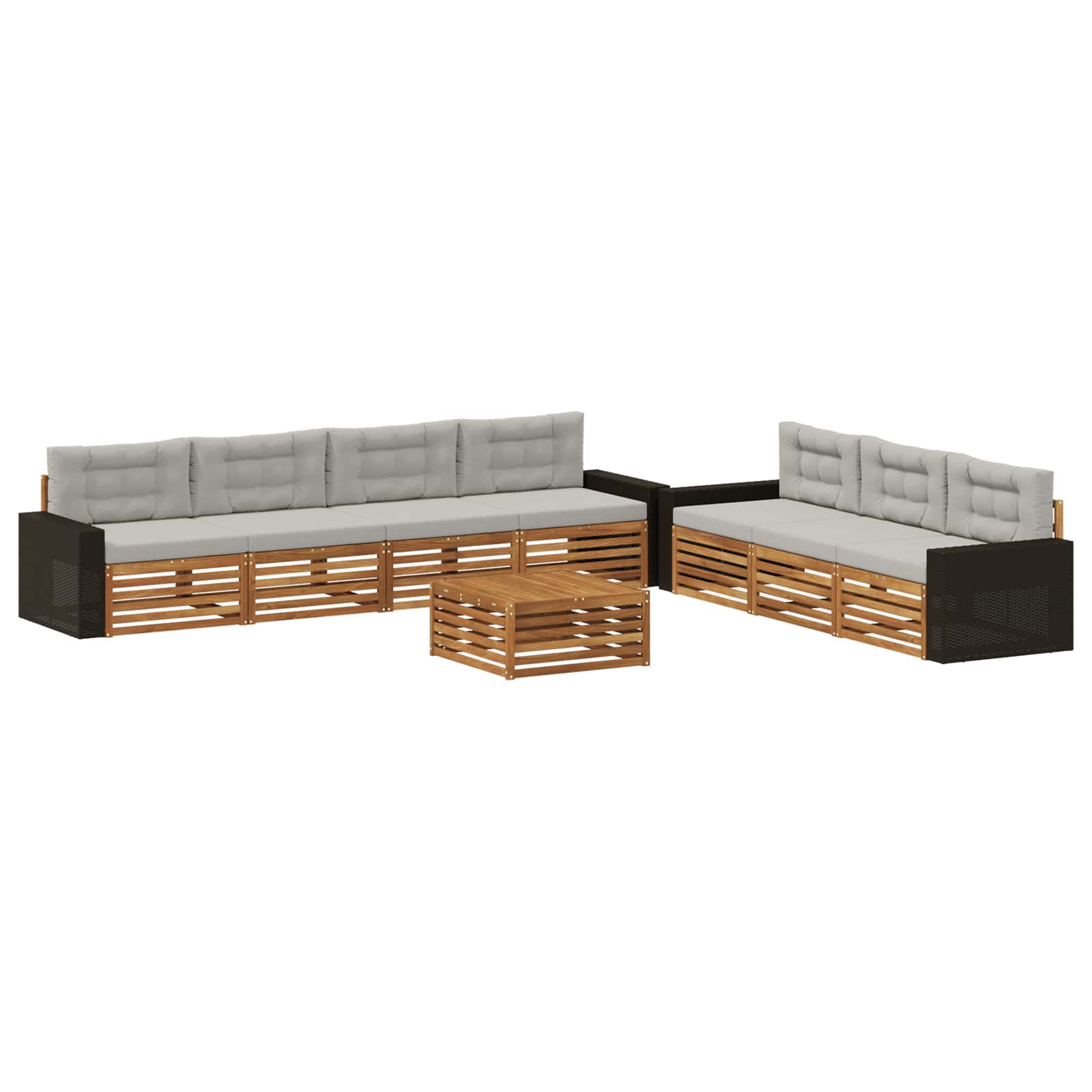 Outdoor-Sofagarnitur 8 pcs Natürlich und Hellgrau