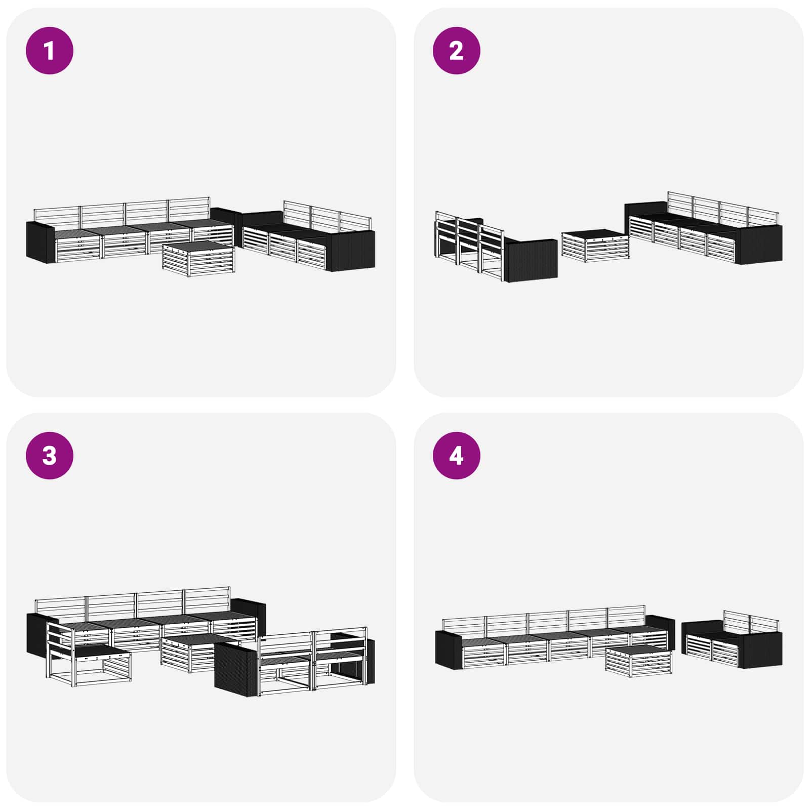 Outdoor-Sofagarnitur 8 pcs Natur 79 x 79 x 37 cm