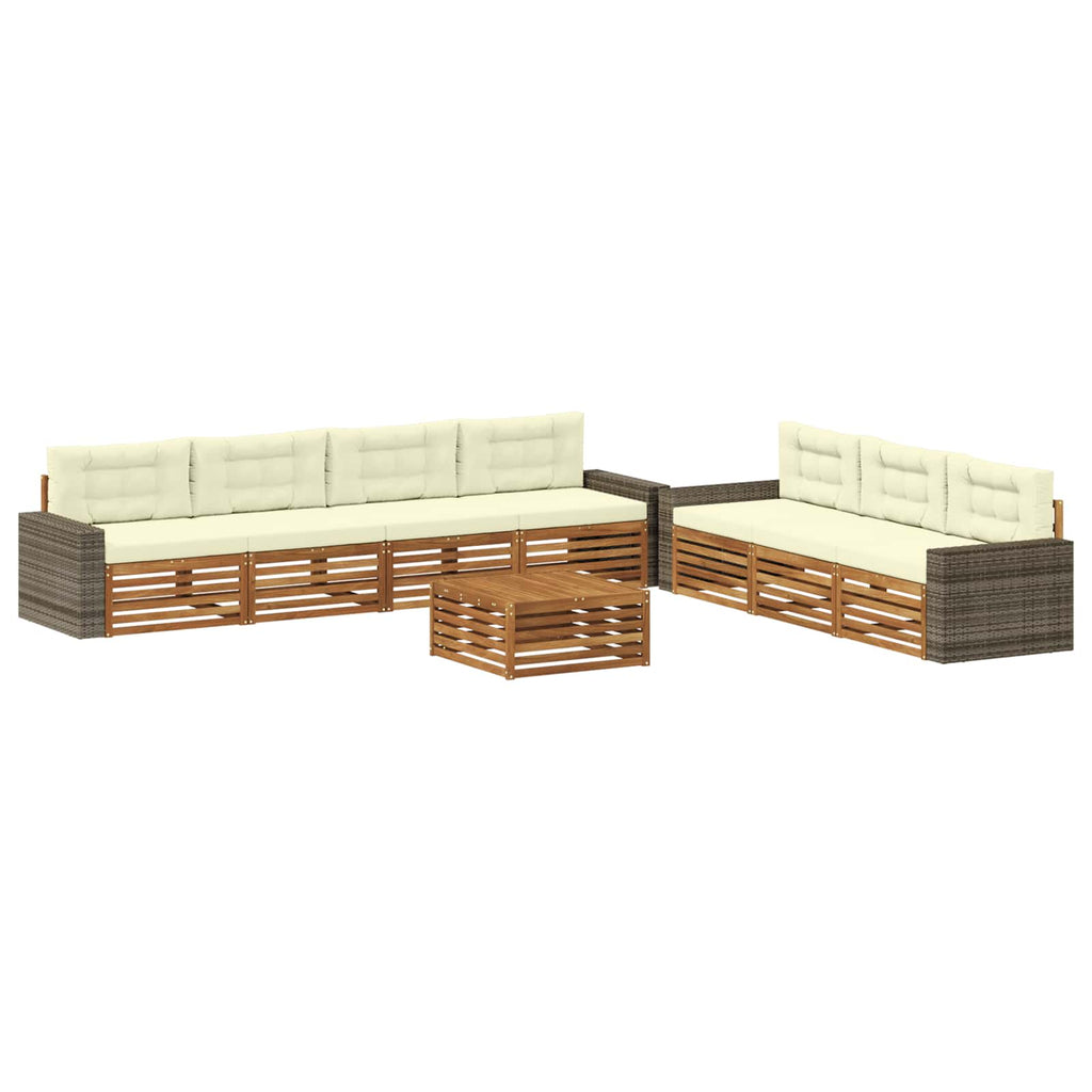 Outdoor-Sofagarnitur 8 pcs Natur und Creme 79 x 79 x 37 cm