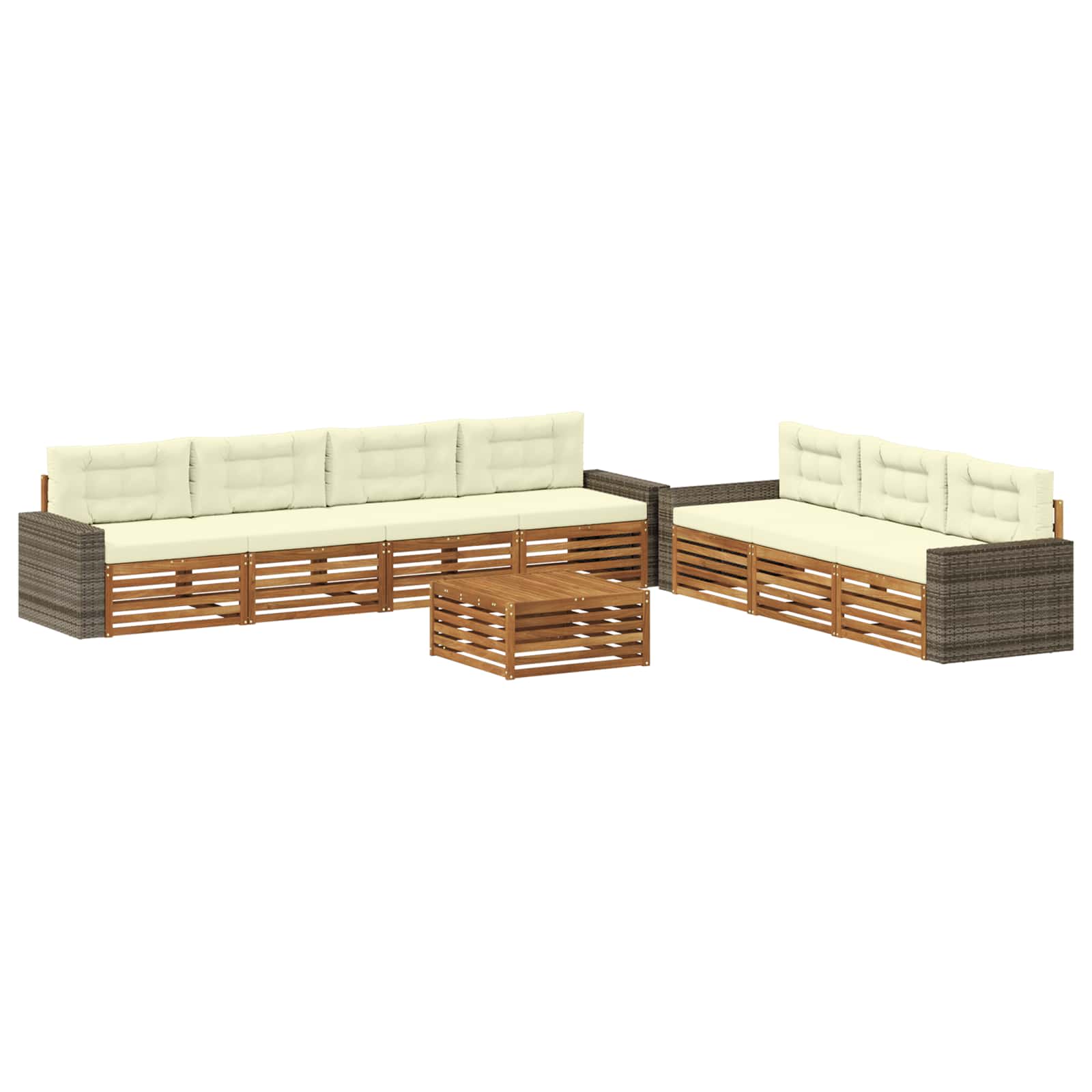 Outdoor-Sofagarnitur 8 pcs Natur und Creme 79 x 79 x 37 cm