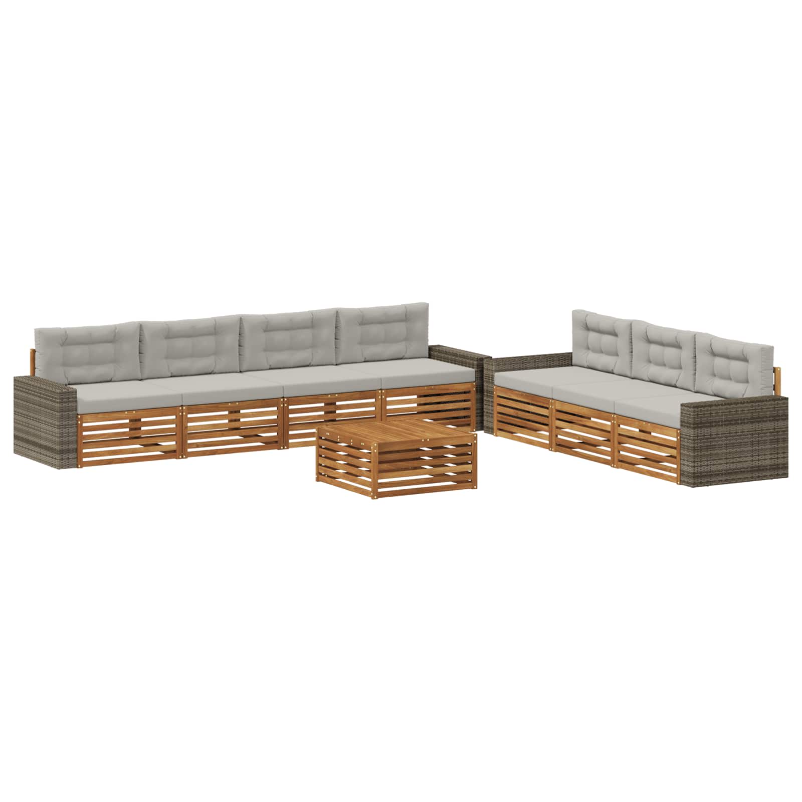 Outdoor-Sofagarnitur 8 pcs Natürlich und Hellgrau
