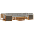 Outdoor-Sofagarnitur mit Kissen 8 pcs Natürlich und Hellgrau