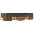 Outdoor-Sofagarnitur mit Kissen 8 pcs Natur und Anthrazit