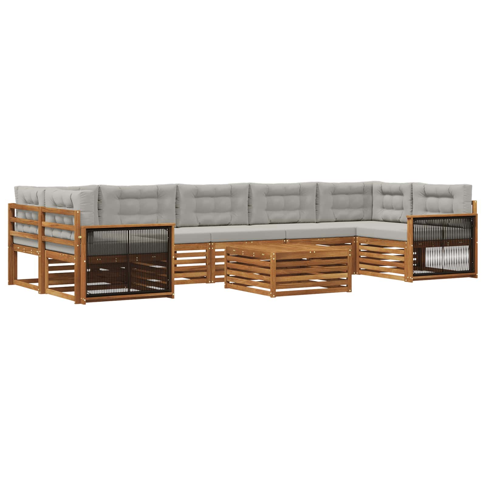 Outdoor-Sofagarnitur mit Kissen 8 pcs Natürlich und Hellgrau