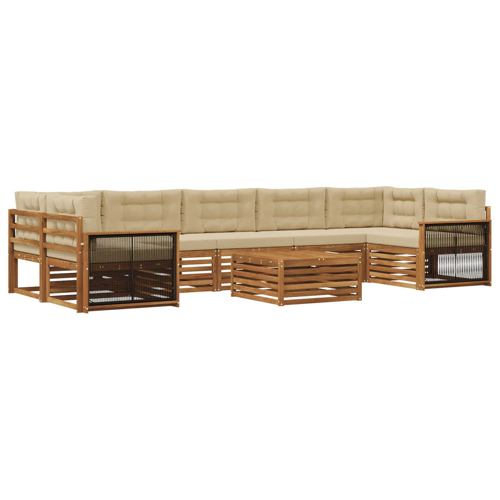Outdoor-Sofagarnitur mit Kissen 8 pcs Natur und Beige