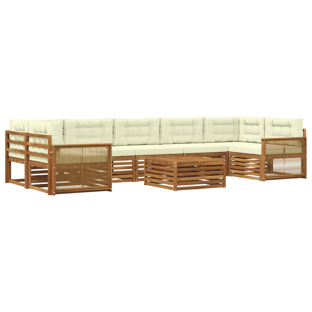 Outdoor-Sofagarnitur mit Kissen 8 pcs Natur und Creme