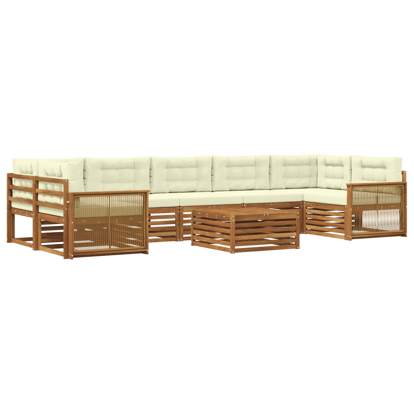Outdoor-Sofagarnitur mit Kissen 8 pcs Natur und Creme