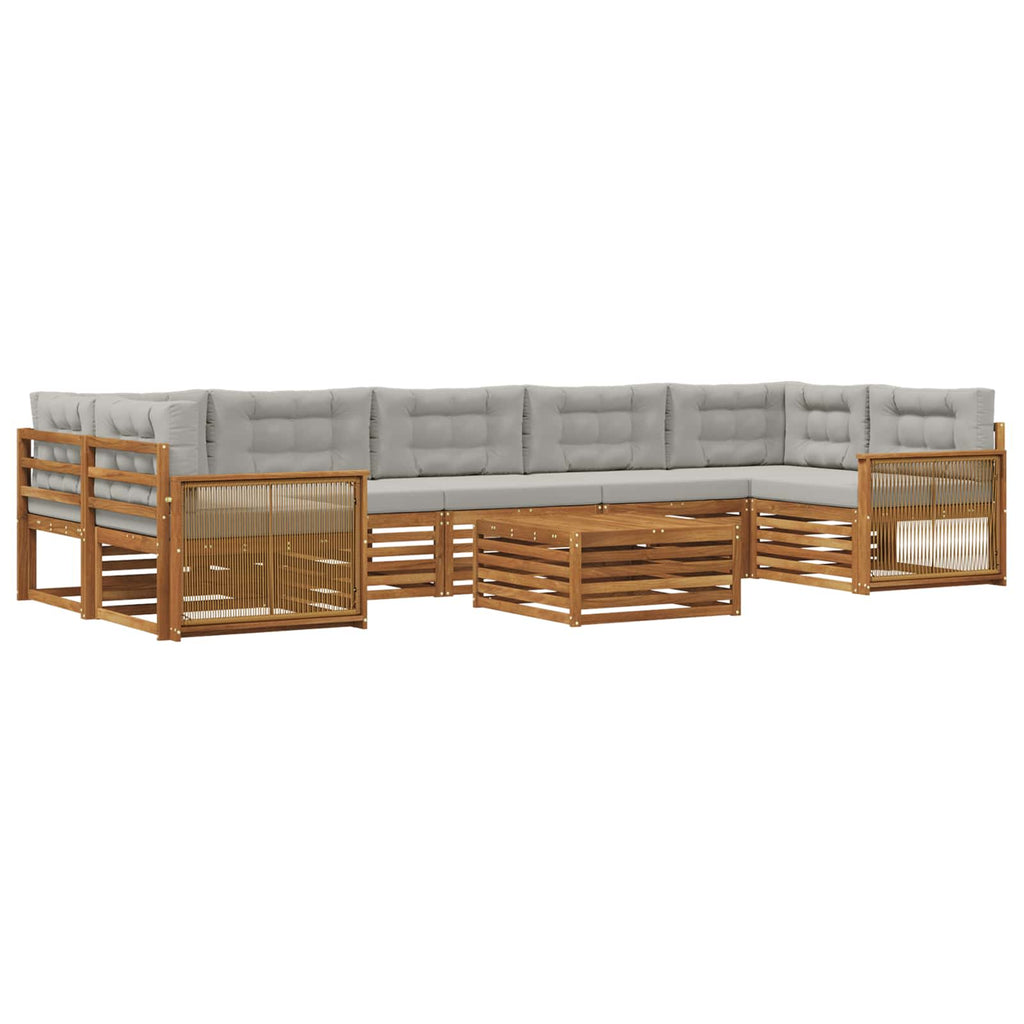 Outdoor-Sofagarnitur mit Kissen 8 pcs Natürlich und Hellgrau