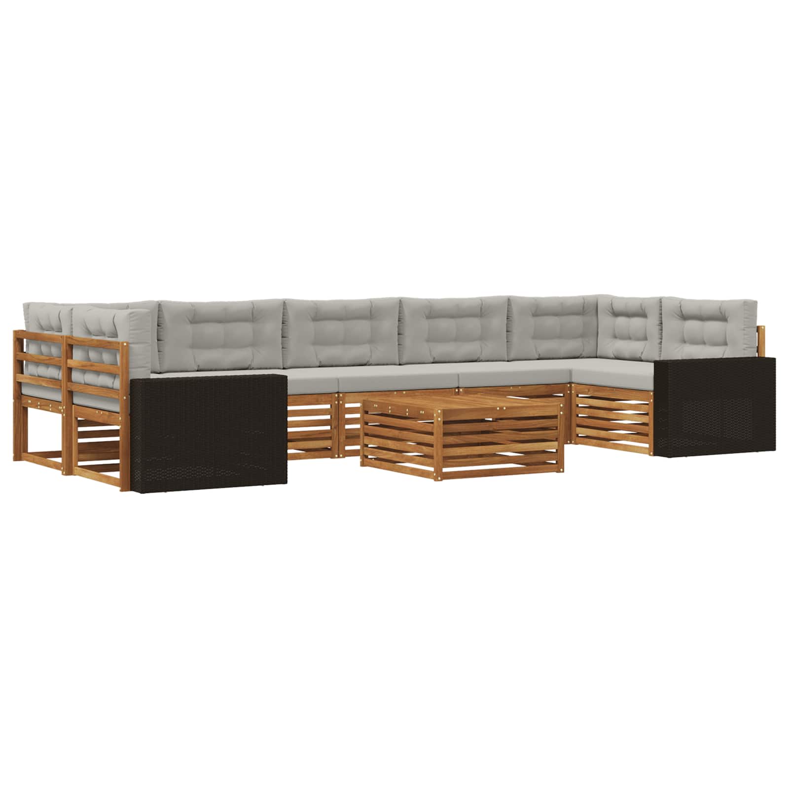 Outdoor-Sofagarnitur 8 pcs Natürlich und Hellgrau