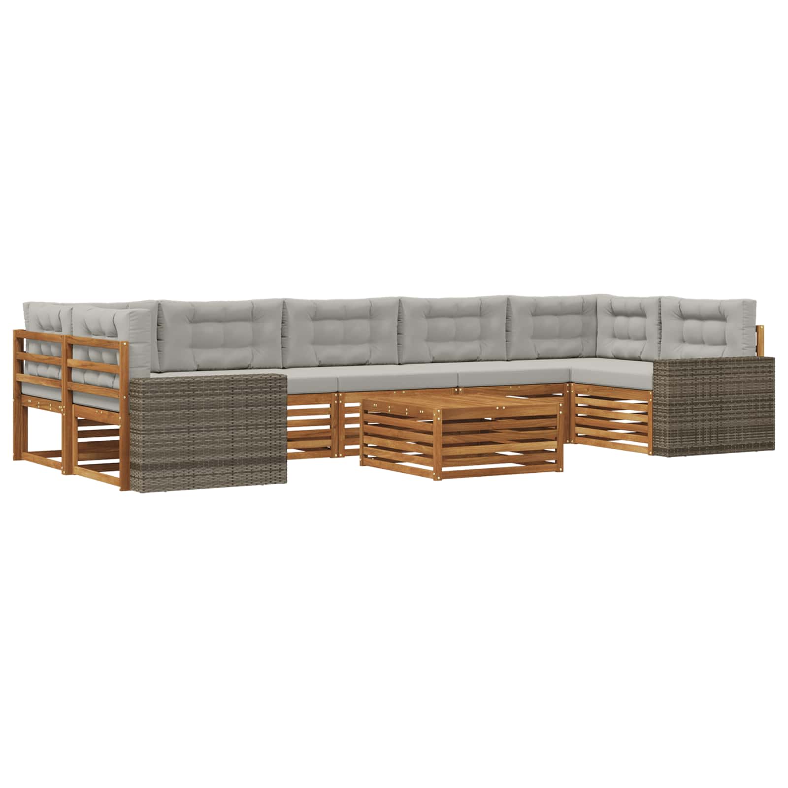 Outdoor-Sofagarnitur 8 pcs Natürlich und Hellgrau