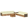 Outdoor-Sofagarnitur mit Kissen 9 pcs Natur und Creme