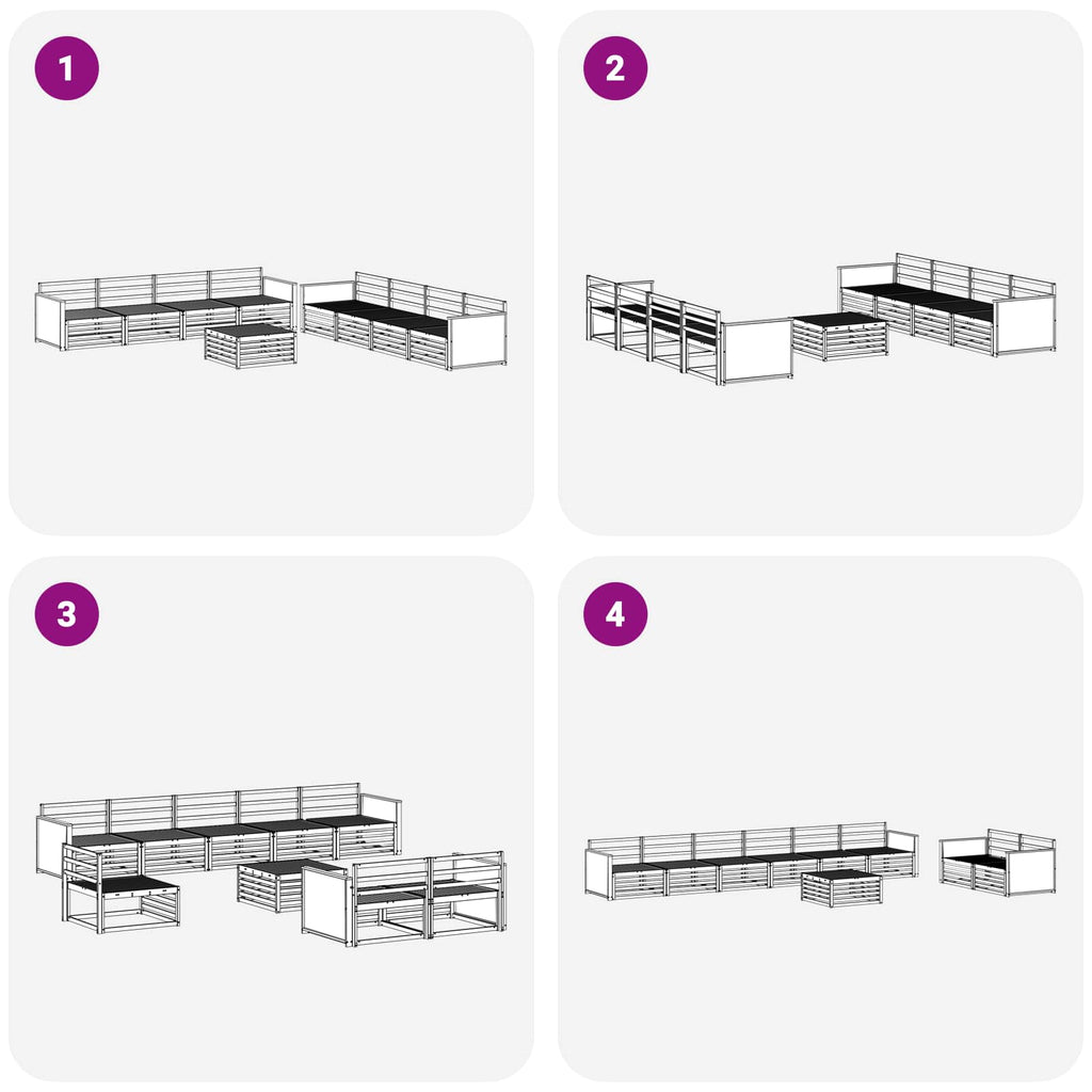 Outdoor-Sofagarnitur 9 pcs Natur Massivholz Akazie