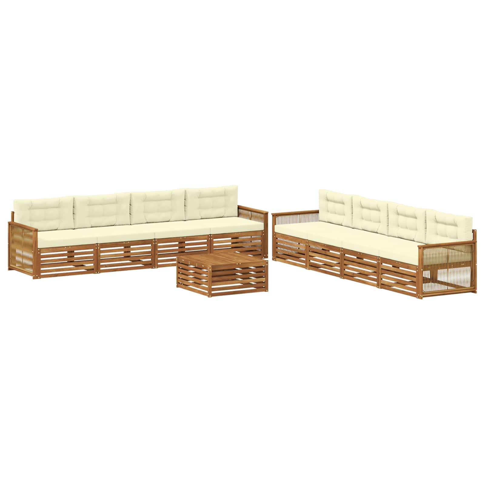 Outdoor-Sofagarnitur mit Kissen 9 pcs Natur und Creme