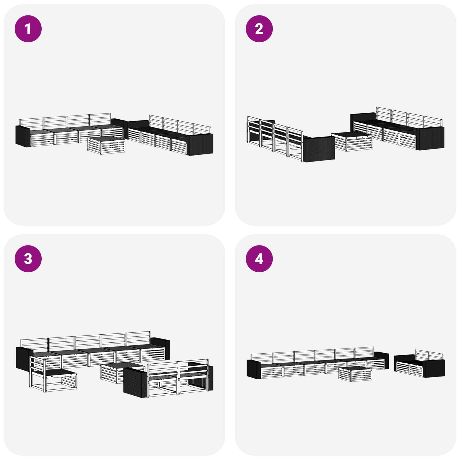 Outdoor-Sofagarnitur 9 pcs Natur Massivholz Akazie