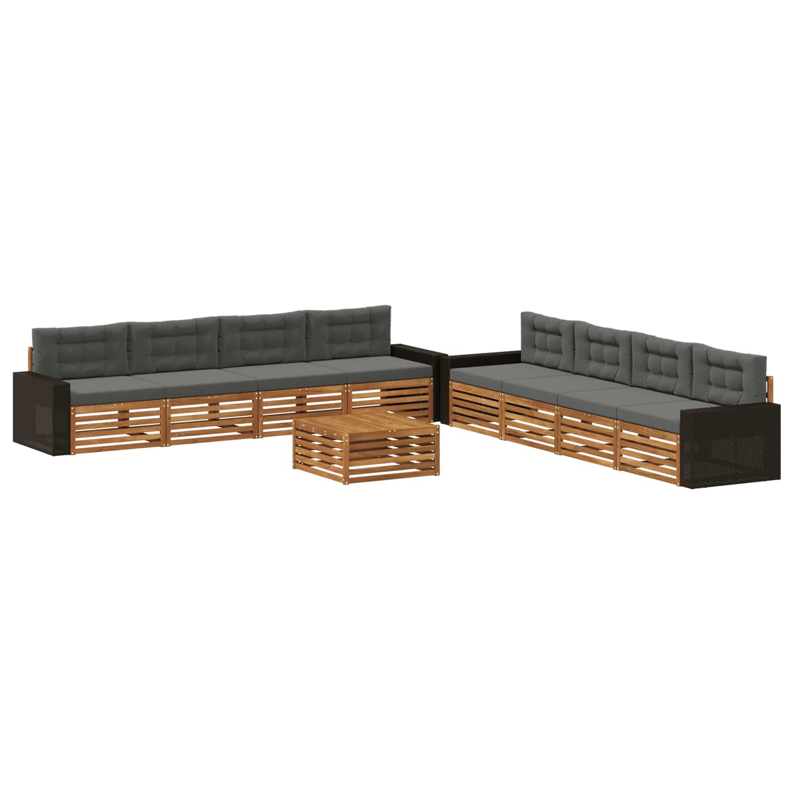 Outdoor-Sofagarnitur 9 pcs Natur und Anthrazit Polyester