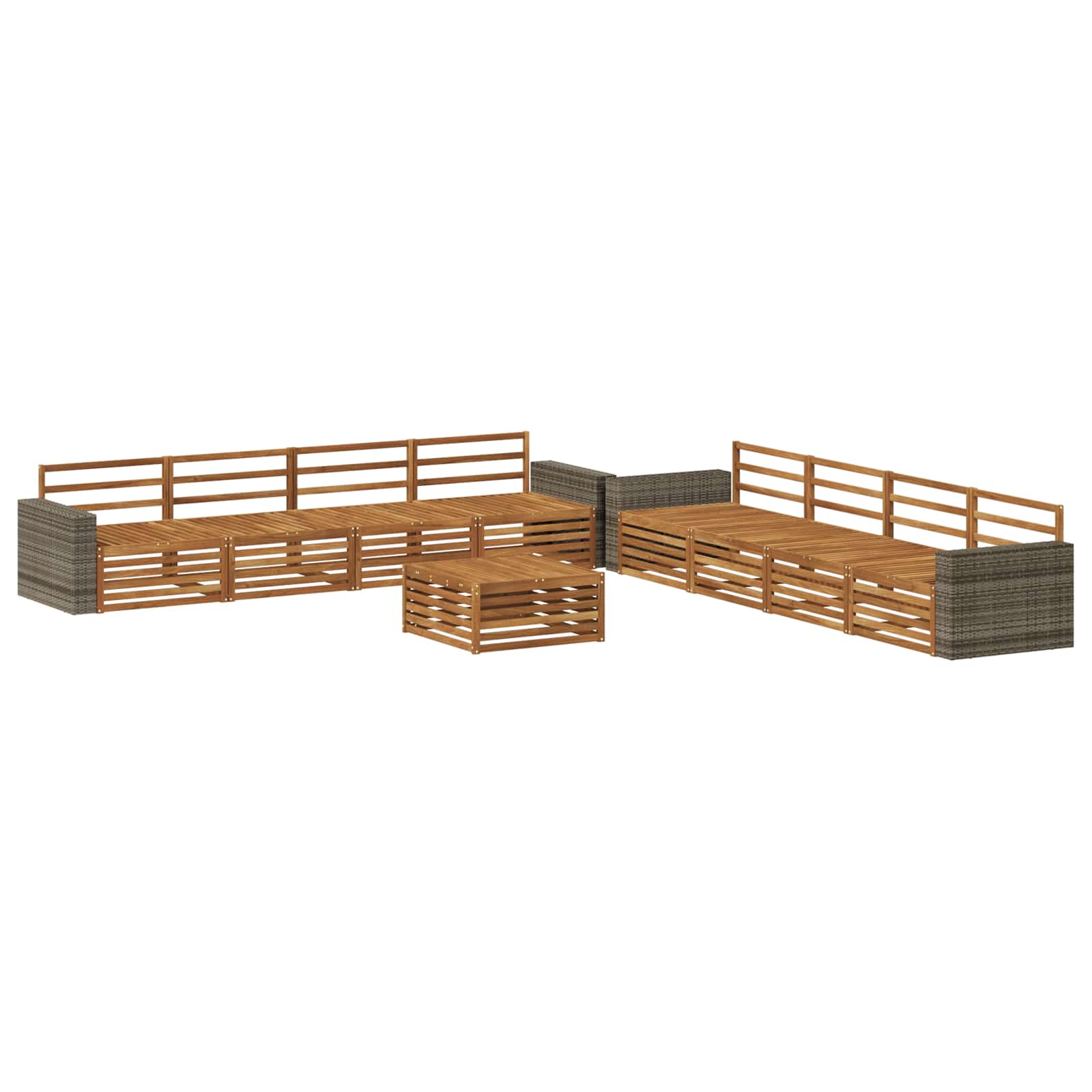 Outdoor-Sofagarnitur 9 pcs Natur Massivholz Akazie