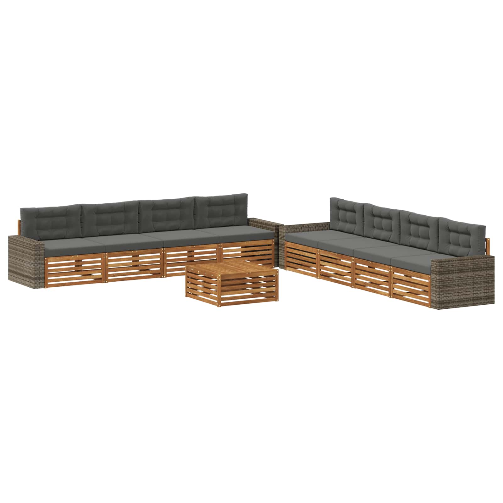 Outdoor-Sofagarnitur 9 pcs Natur und Anthrazit Polyester