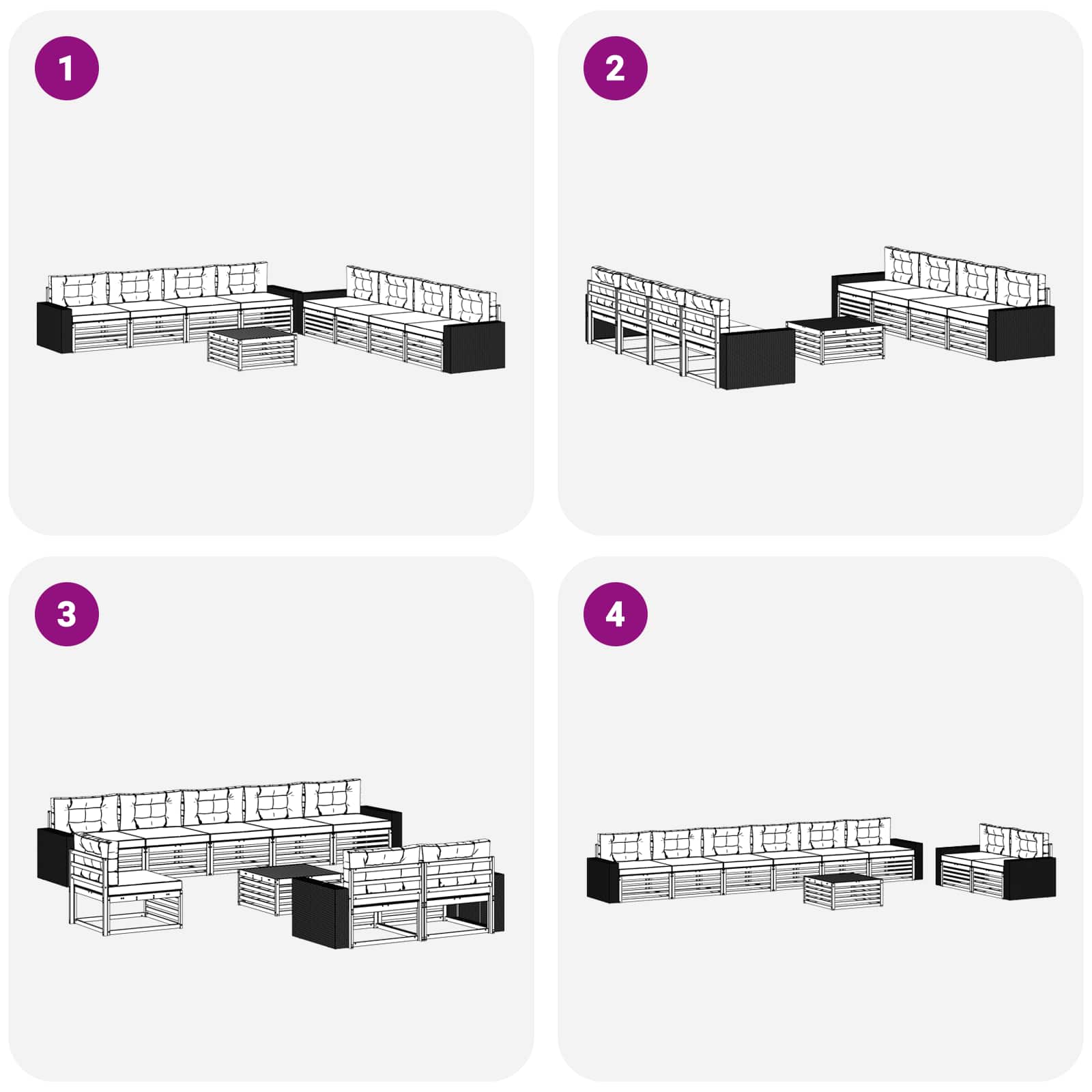Outdoor-Sofagarnitur 9 pcs Natur und Anthrazit Polyester