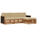 Outdoor-Sofagarnitur mit Kissen 4 pcs Natur und Beige Polyester