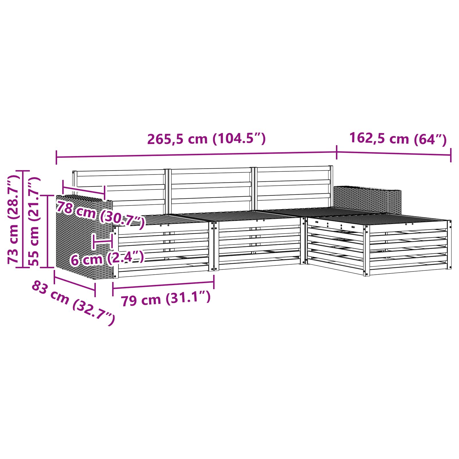 Outdoor-Sofagarnitur 5 pcs Massivholz Akazie