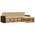 Outdoor-Sofagarnitur mit Kissen 4 pcs Natur und Beige Polyester