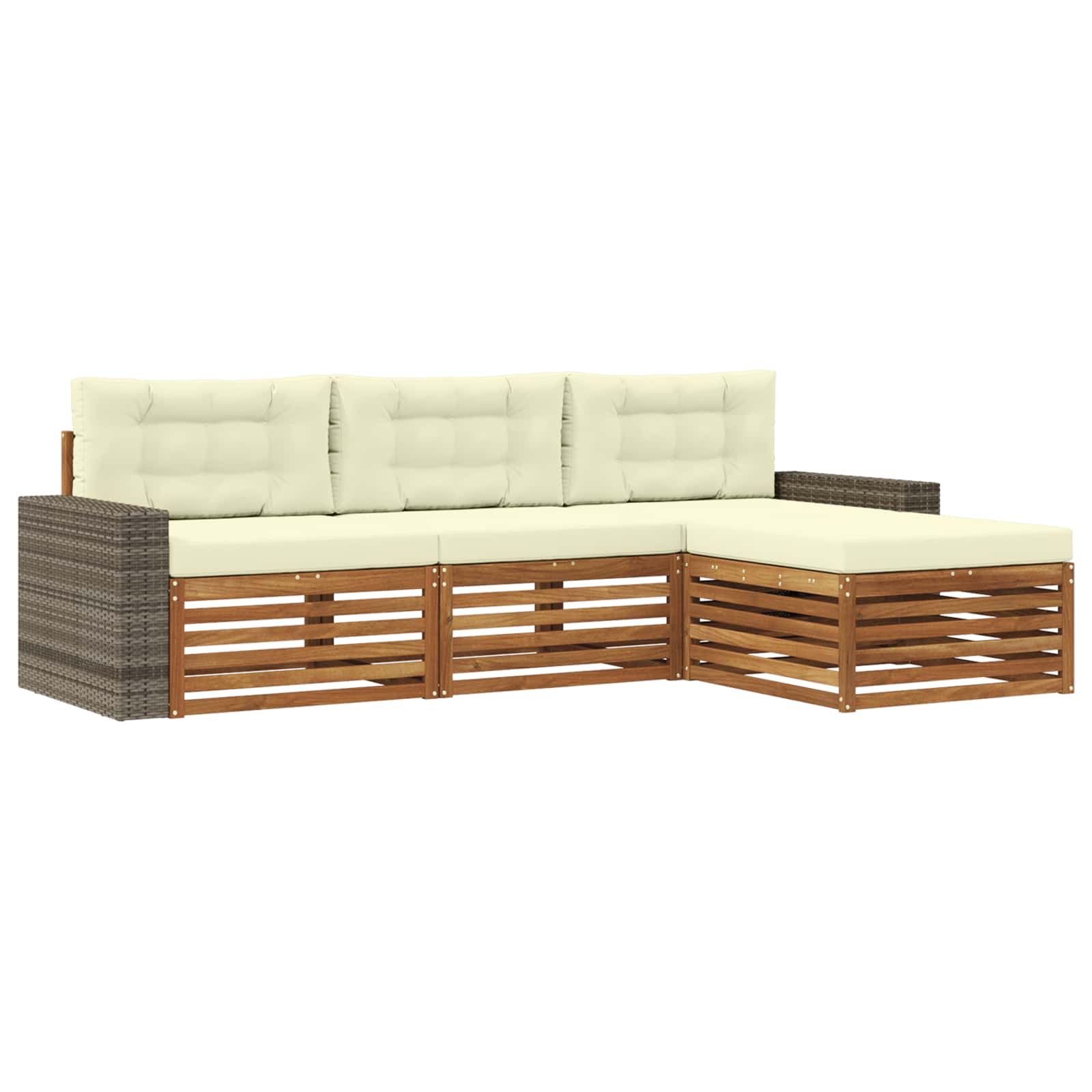 Outdoor-Sofagarnitur mit Kissen 4 pcs Natur und Creme Polyester