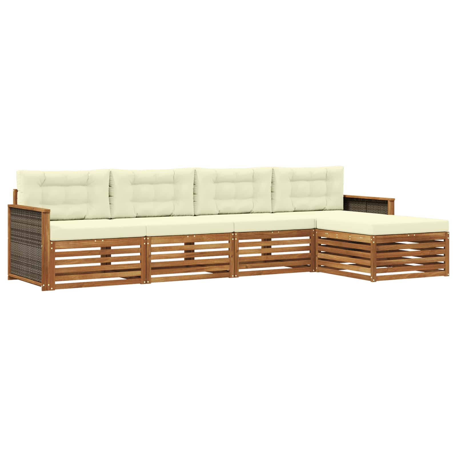 Outdoor-Sofagarnitur mit Kissen 5 pcs Natur und Creme