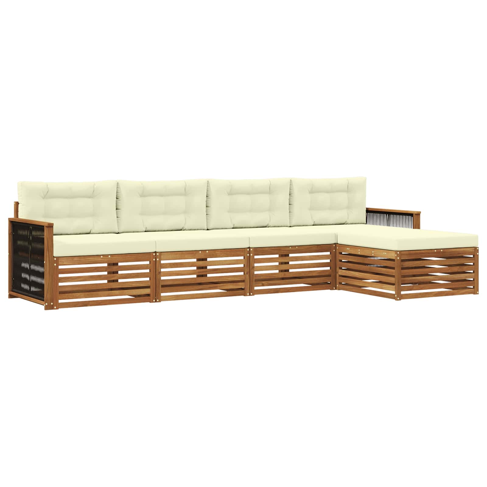 Outdoor-Sofagarnitur mit Kissen 5 pcs Natur und Creme