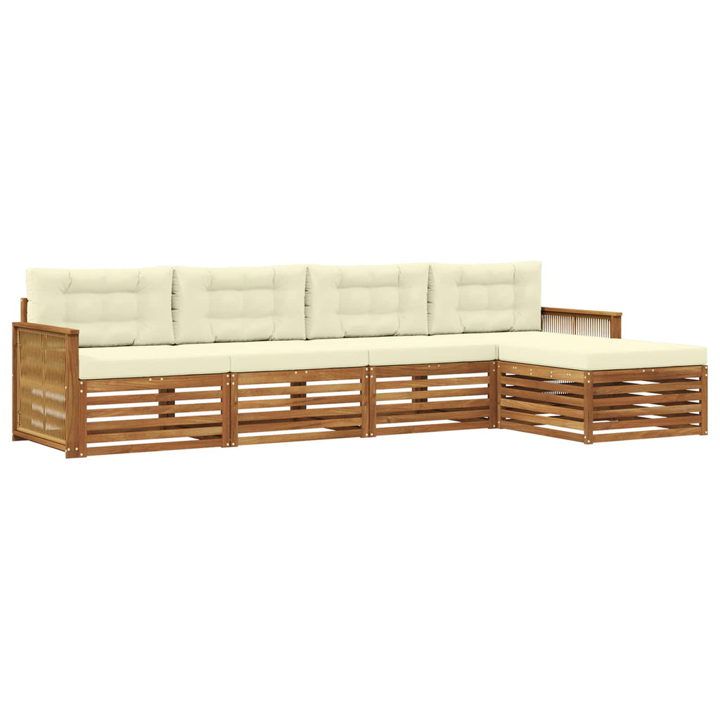 Outdoor-Sofagarnitur mit Kissen 5 pcs Natur und Creme