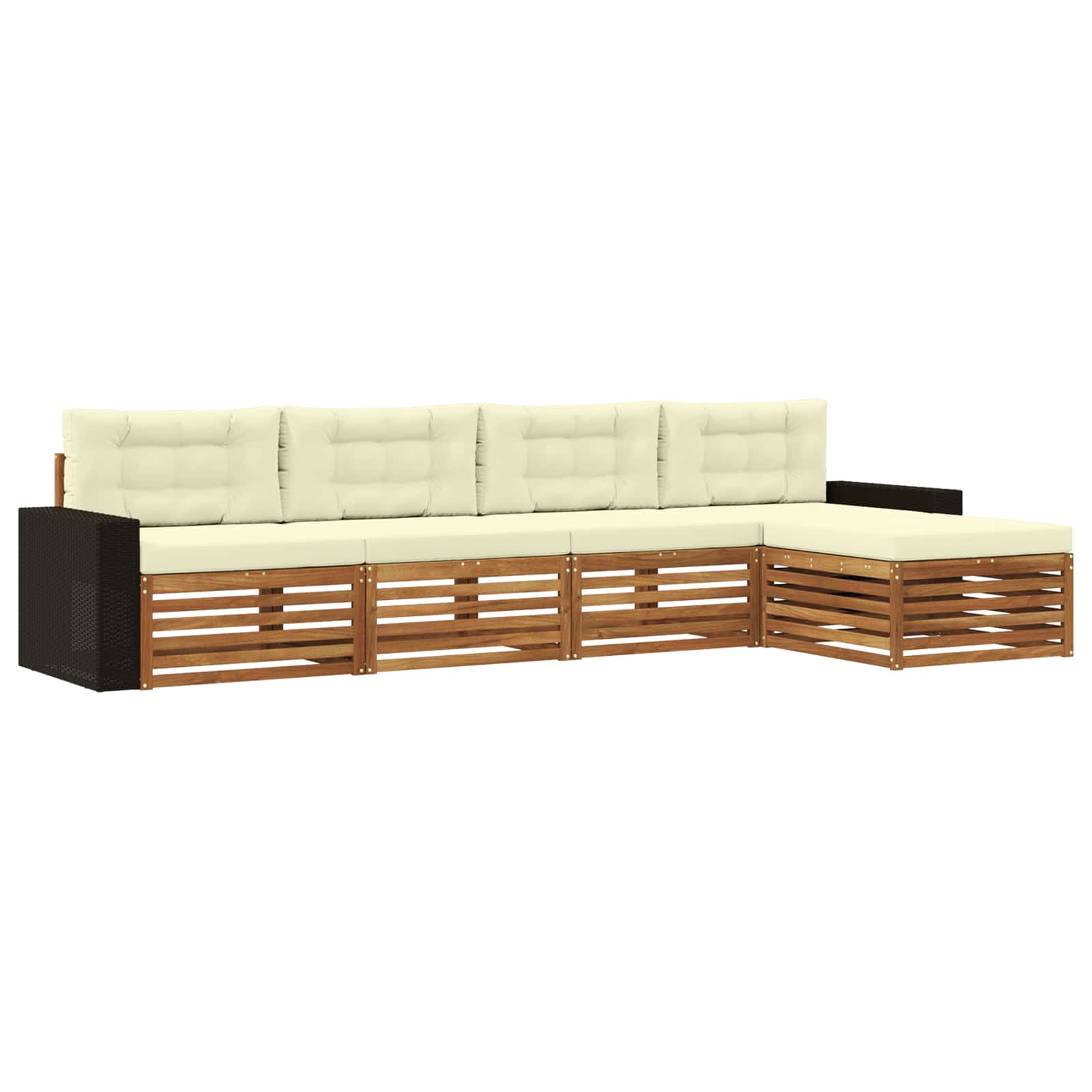 Outdoor-Sofagarnitur mit Kissen 5 pcs Natur und Creme Polyester