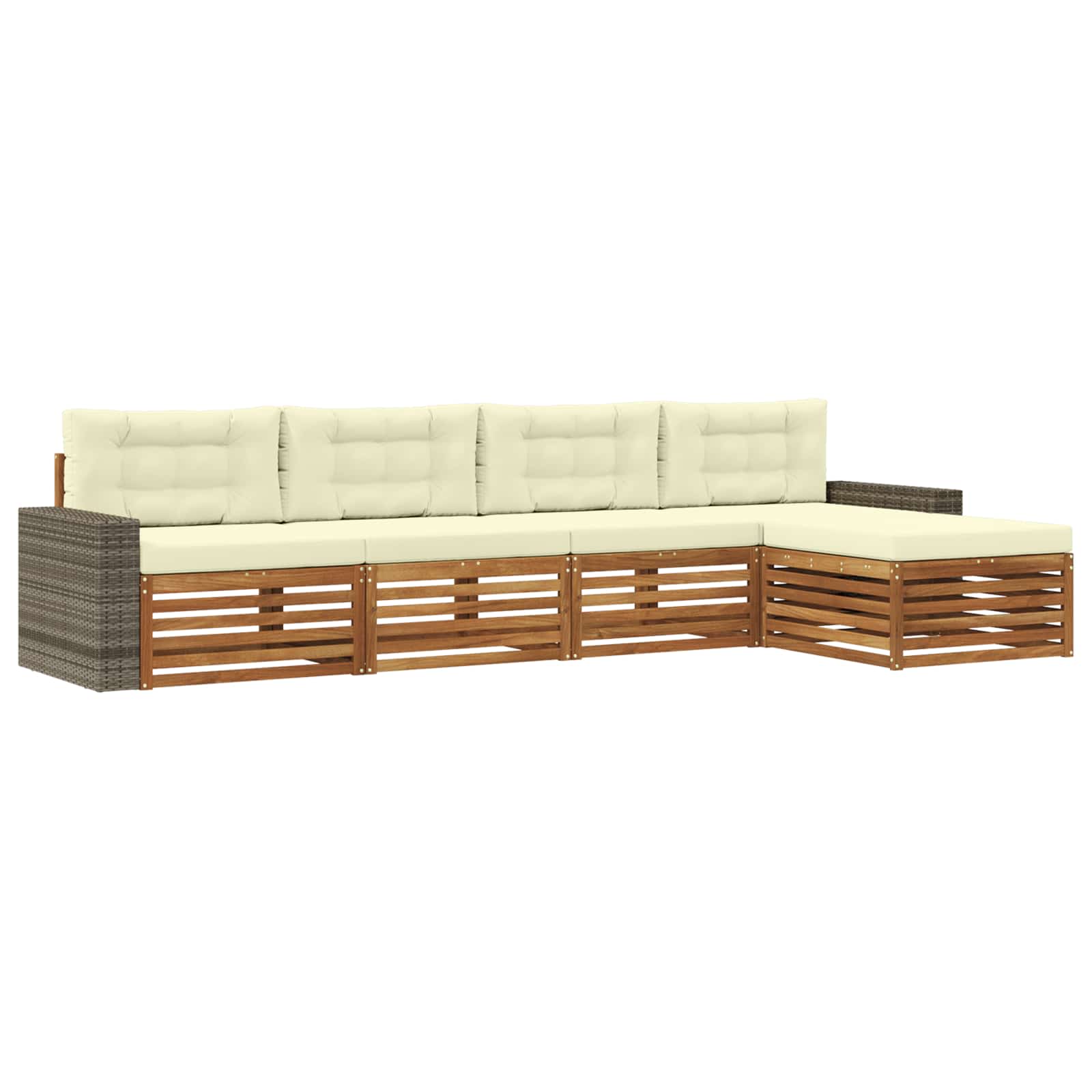 Outdoor-Sofagarnitur mit Kissen 5 pcs Natur und Creme Polyester