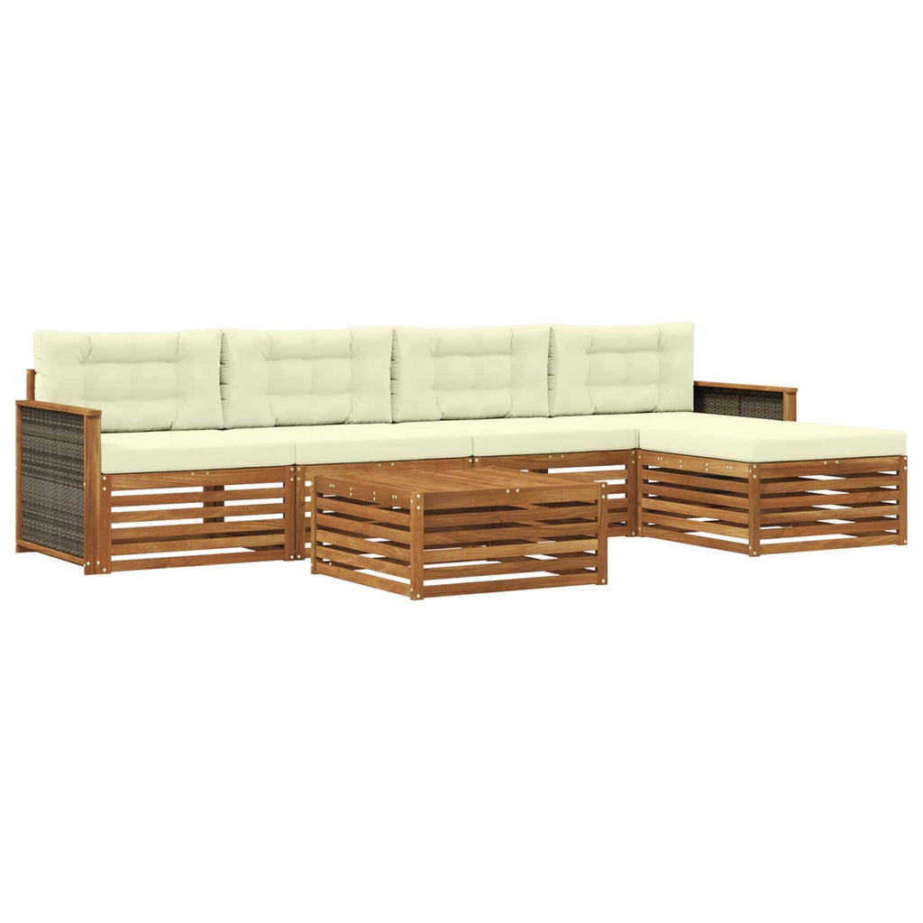 Outdoor-Sofagarnitur mit Kissen 6 pcs Natur und Creme
