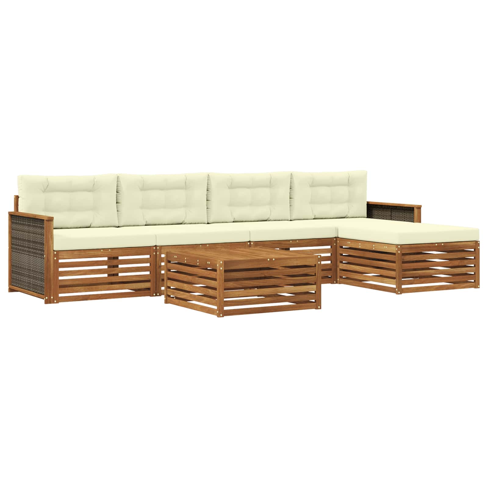 Outdoor-Sofagarnitur mit Kissen 6 pcs Natur und Creme