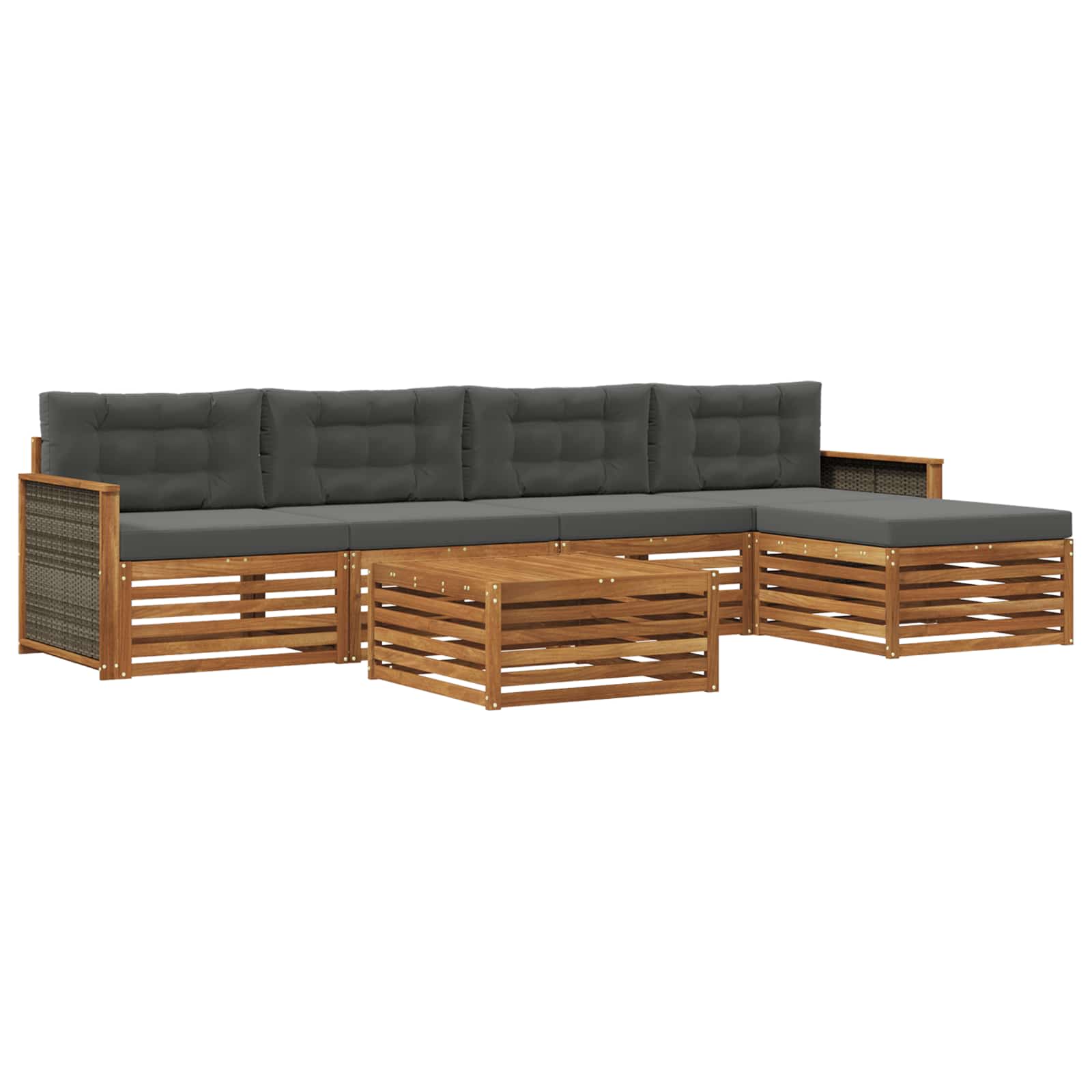 Outdoor-Sofagarnitur mit Kissen 6 pcs Natur und Anthrazit