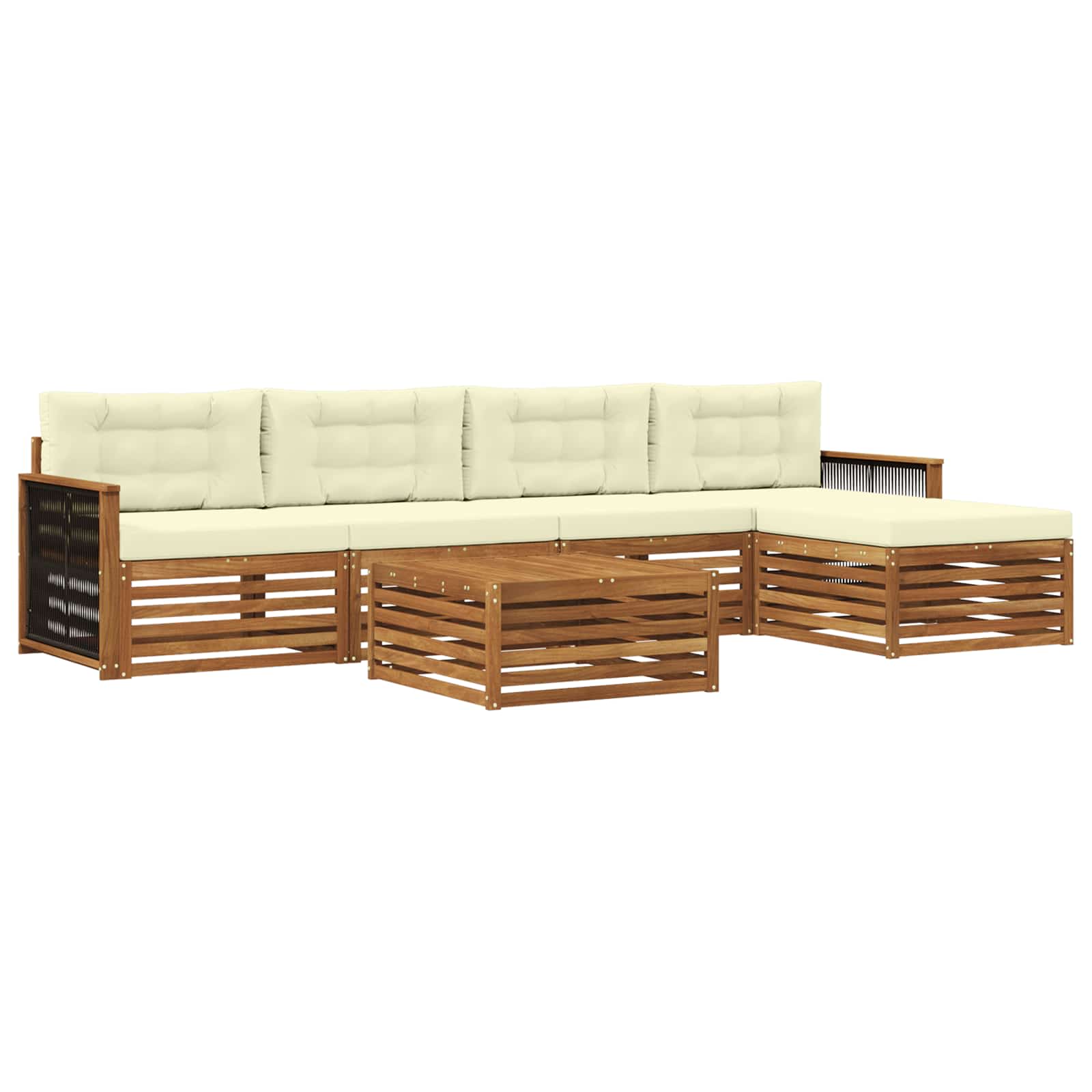 Outdoor-Sofagarnitur mit Kissen 6 pcs Natur und Creme