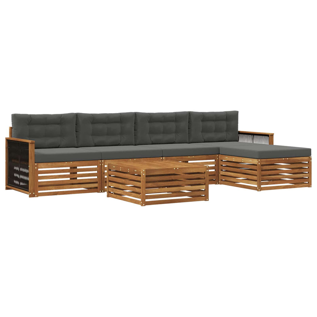 Outdoor-Sofagarnitur mit Kissen 6 pcs Natur und Anthrazit