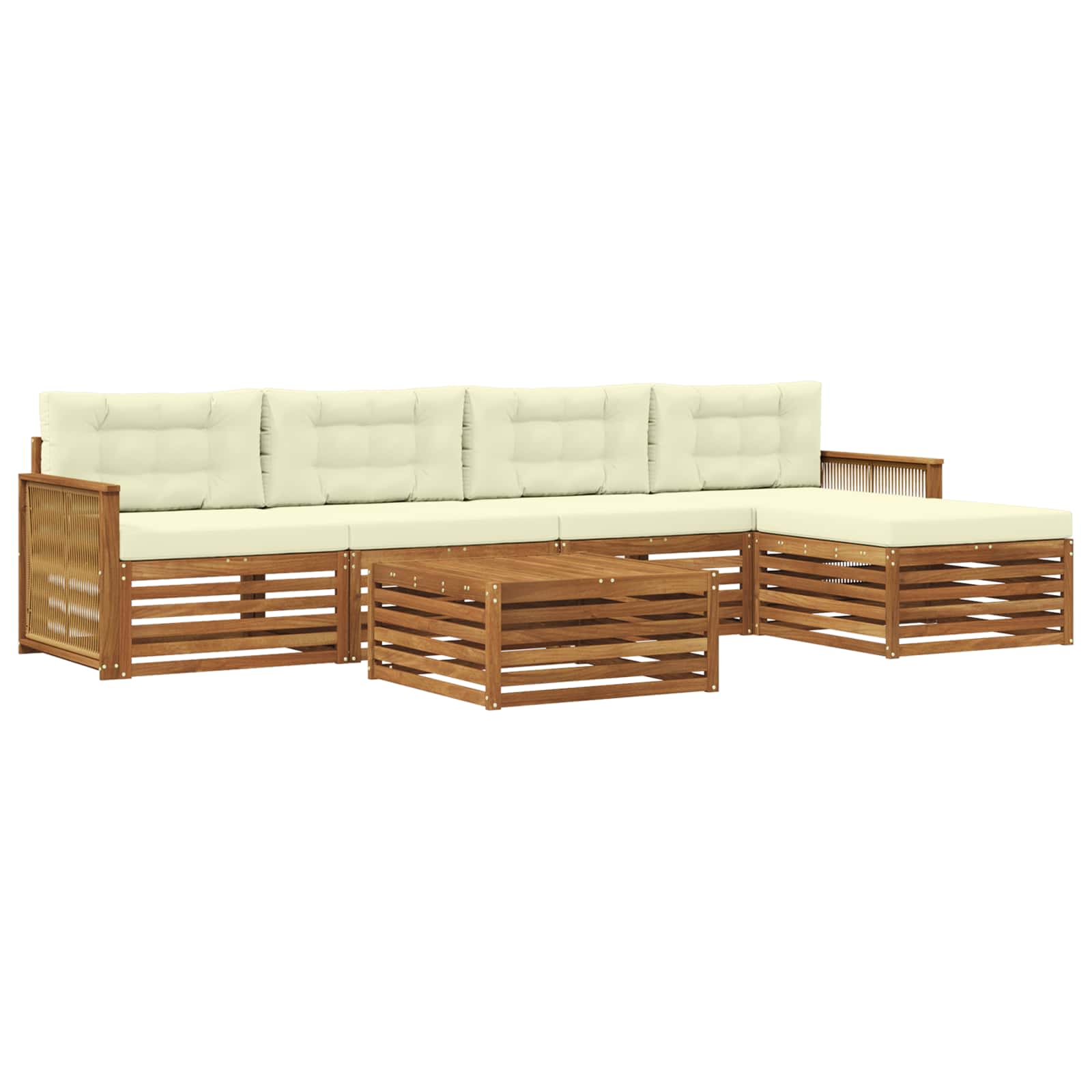 Outdoor-Sofagarnitur mit Kissen 6 pcs Natur und Creme